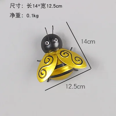 Pastoral Creativity Iron Three dimensional Metal Golden Bee Wall hanging Home Decoration
