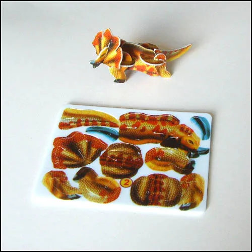 Food grade plastic animal dinosaur 3d puzzle card promotion cheap promotion puzzle