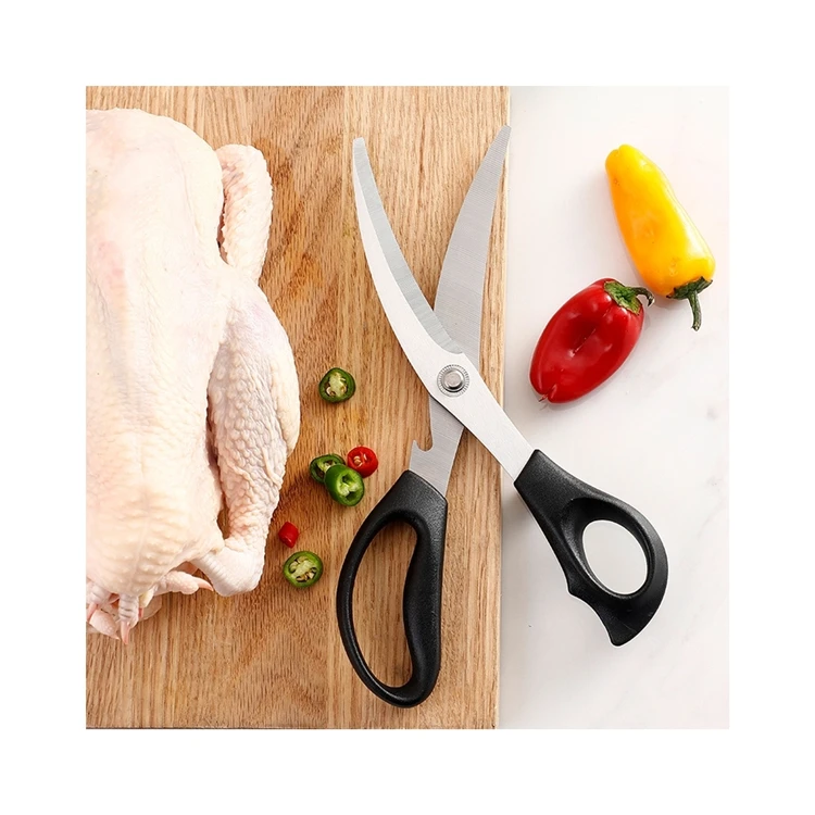 Competitive Price Kitchen Single Scissors Korean Curved Blade Barbecue Scissors