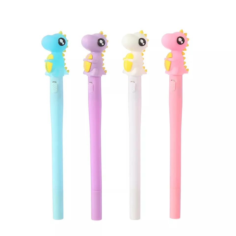 Personalized Fluent Writing Gel Pens Creative Stationery Dinosaur Lights-up Gel Ink Ball Pen