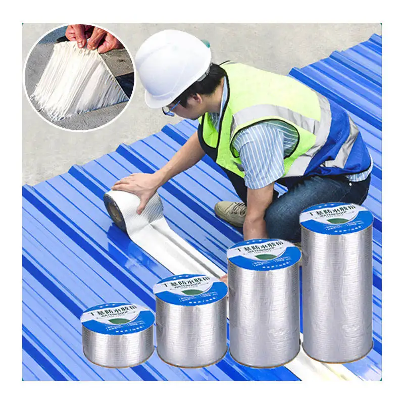 Self Adhesive Super Strong White/Black Rubber Vinyl Adhesive Tape Aluminum Foil Butyl Rubber Tape For Fix Roof