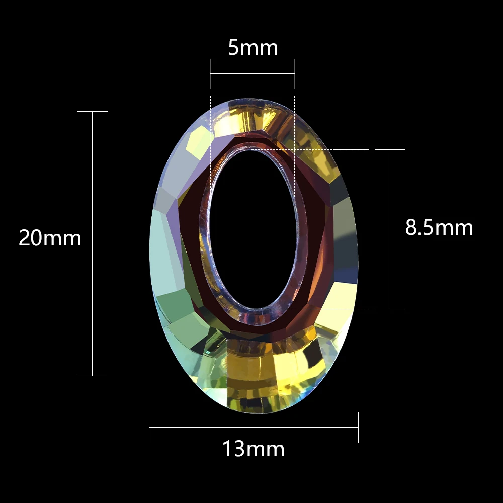 Zhubi Wholesale Color Sublimation Vitrail Light Crystal Beads Oval Cosmic Ring Hollow Pendant Glass Beads For Jewelry Making