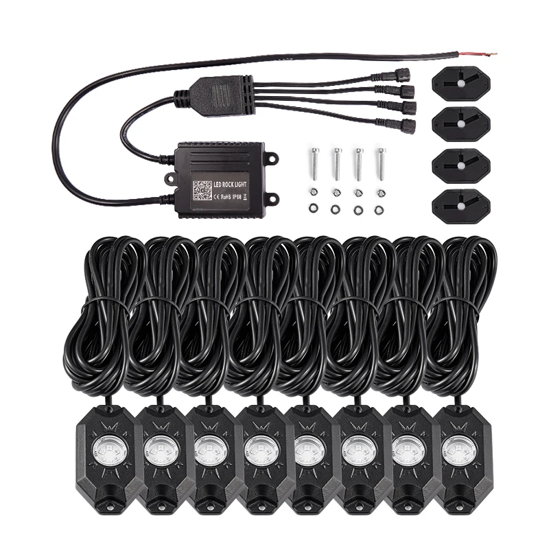 ACTEAM new arrival hot sale small mini rock right for truck assembly 8 pod high quality rgb led rock lights