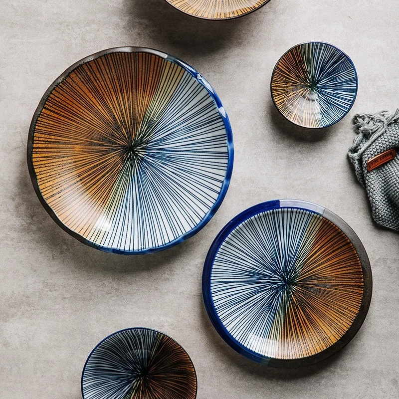 Japanese retro thousand section herb dish ceramic restaurant hotel dishes