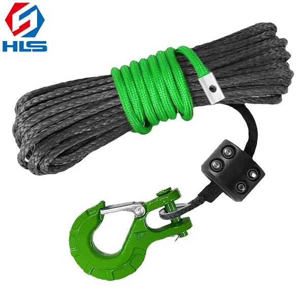 6m*15mm High Quality Winch Rope UHMWPE Factory Supply Synthetic Winch Rope with Forged Winch Hook