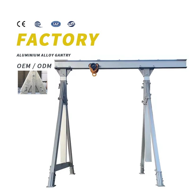 Portable gantry crane 1 tonne 2 tonne height and width adjustable for easy disassembly and assembly aluminium crane