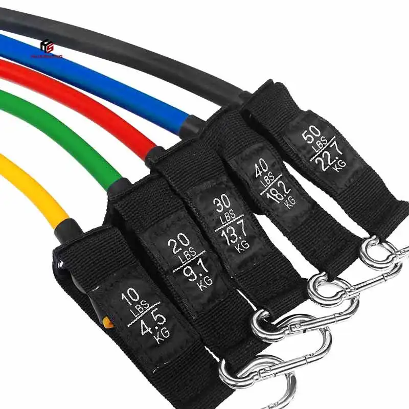 11Pcs/Set Latex Tube Resistance Bands Exercise Door Fitness Pull Rope Elastic Gym Expander Muscle Strength Training Equipment