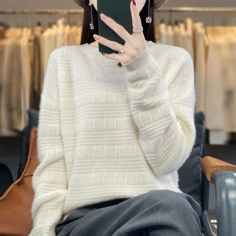 New Mongolian Erdos Real Cashmere Sweater 100% Cashmere Knitted Pullover Fashion Cashmere Crew Neck Sweater