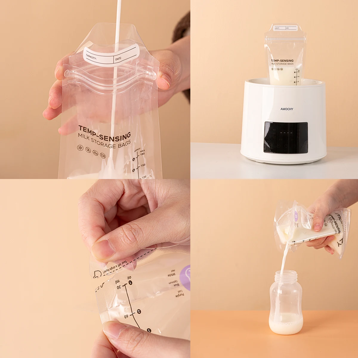 BPA free OEM Baby Product 100ml 250ml Breast Milk Storage Bag Customized milk powder storage  bag Feeding Word Place Model