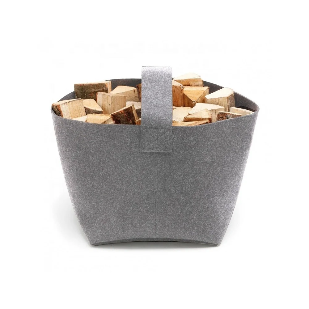 Large Capacity Felt Fire Wood Basket Storage Bag for Vegetables Fruits