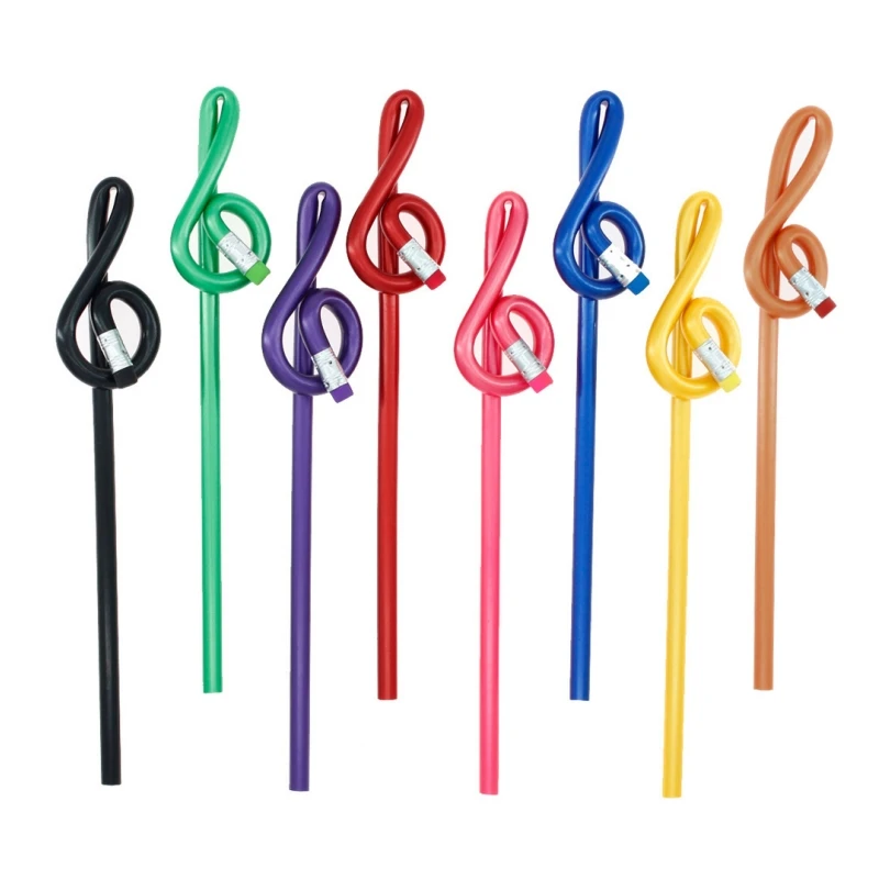 New Novelty Gift Toy creative music musical notes modeling pencil memory Soft Rubber Plastic Flexible pencil