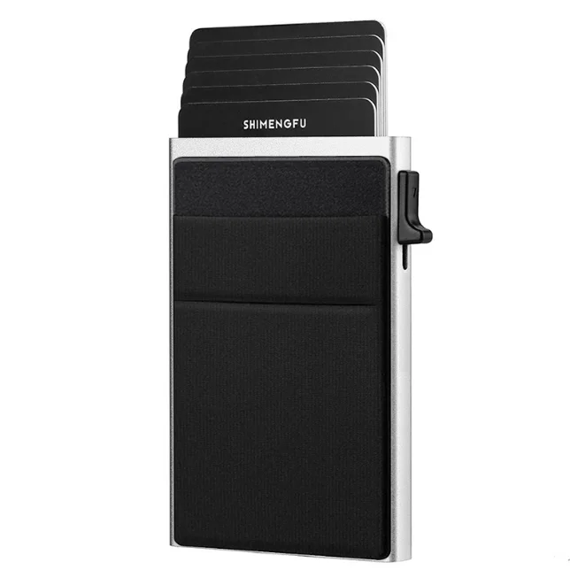 Retractable Id Card Holder Credit Card Holder Minimalist Saffiano Smooth Crazy Horse Leather RFID Slim ID Card Holder