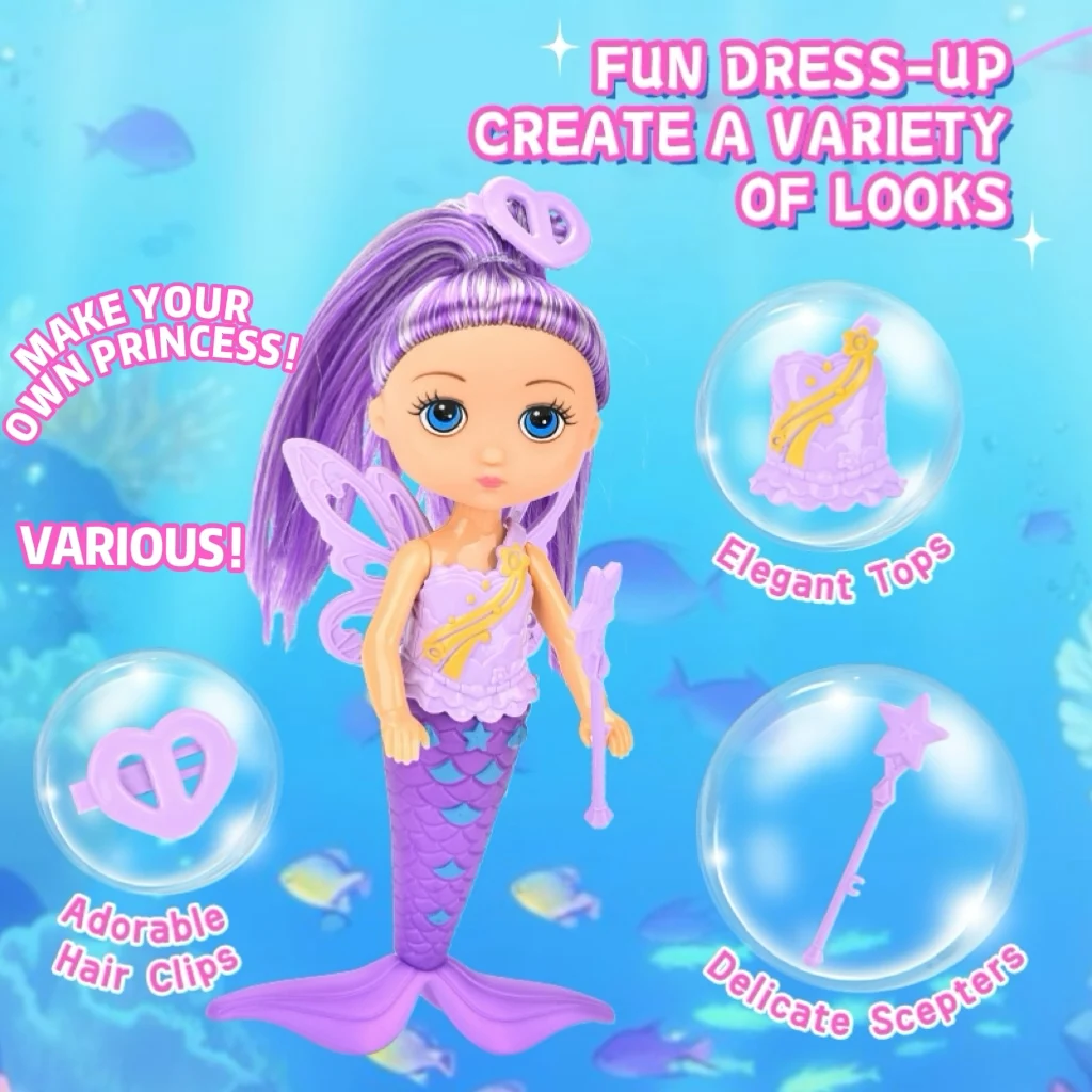 Hot Selling Mermaid With Wings Fun Dress-Up Various Shapes Joints Doll Four Colors Lifelike Adorable Toy For Kids