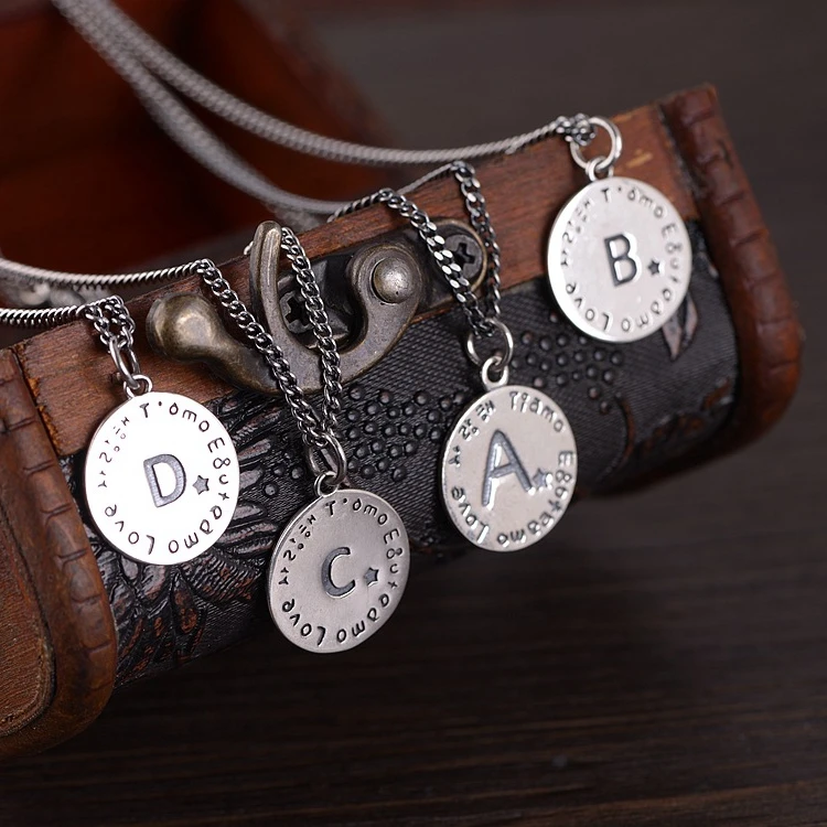 Wholesale real S925 Sterling Silver Necklace Jewelry Vintage Figaro Chain Cuban chain crown letter pendant set chain for women