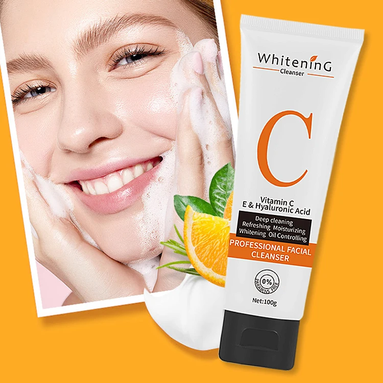OEM ODM Natural Vitamin C Nourishing Repair Facial Cleanser Skin Care Moisturizing Shrinking VC Whitening Face Wash