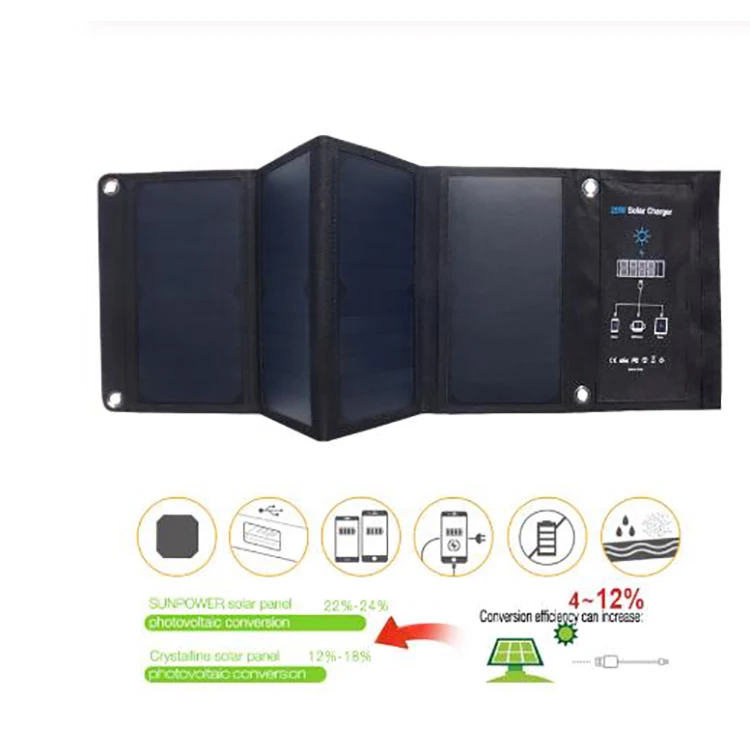 Sunpower 28W Folding Solar Panel USB Phone Solar Powered Charger 28W Portable Folding Solar Panel Battery Charger