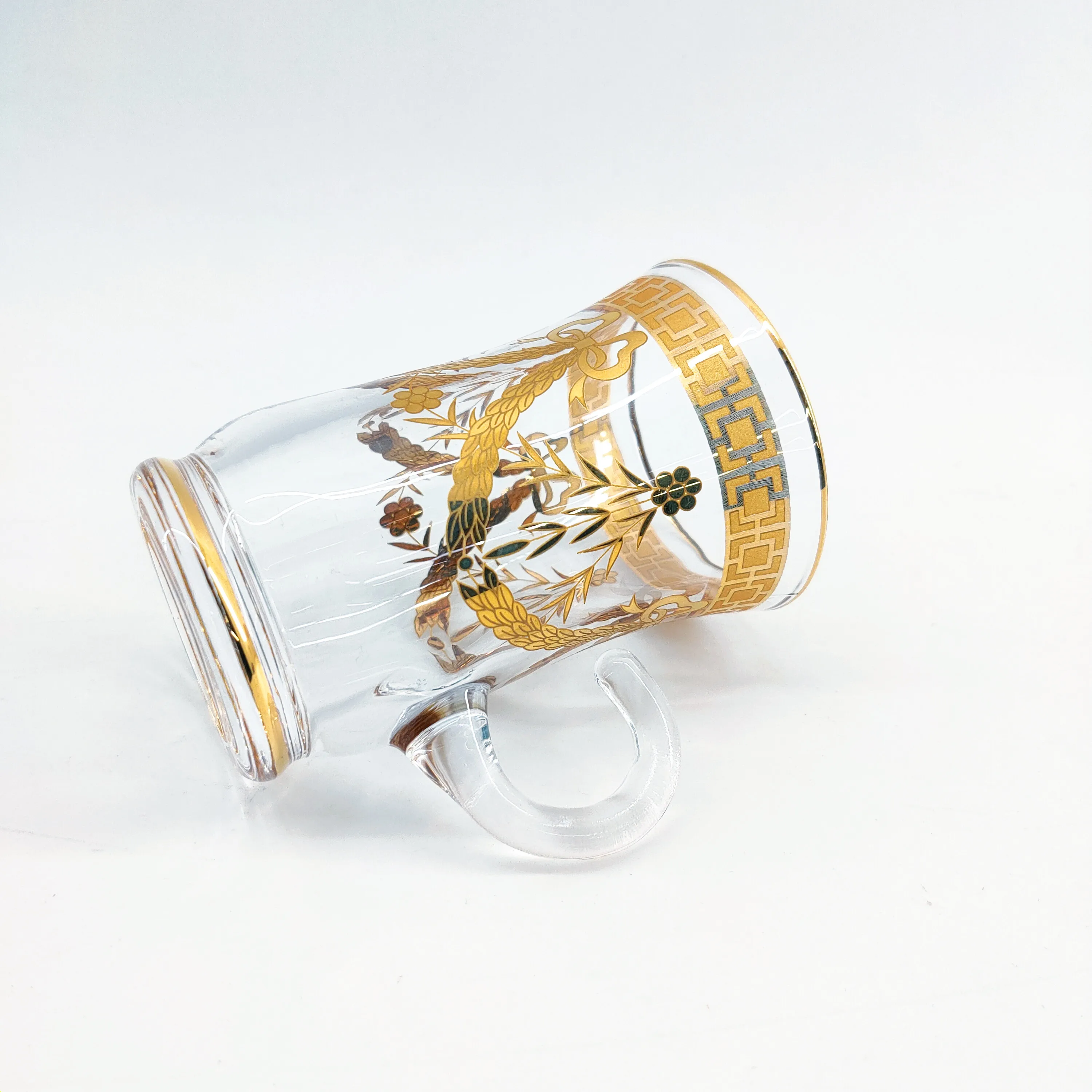 Wholesale Crystal Gold Rim Glass 12 PCS Set of Coffee Cup Turkish Cup Kuwait Classic Gawa Cups