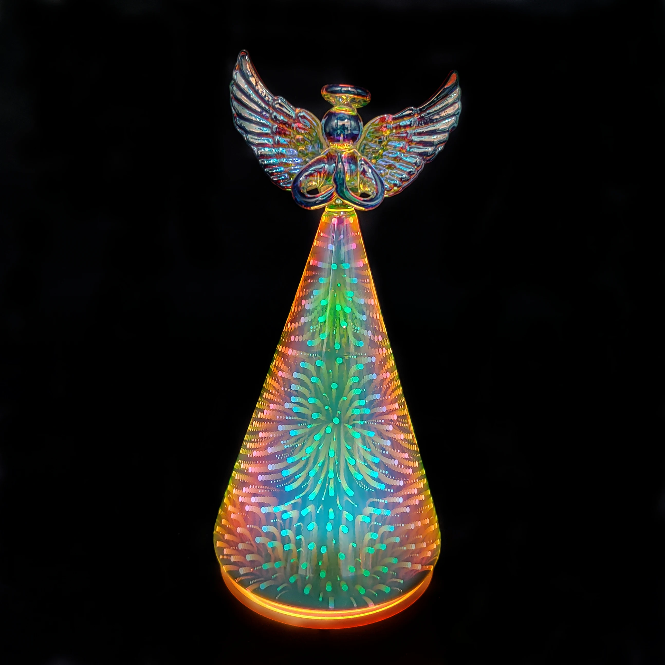 Wholesale battery powered led light Christmas glass angel decorations for home