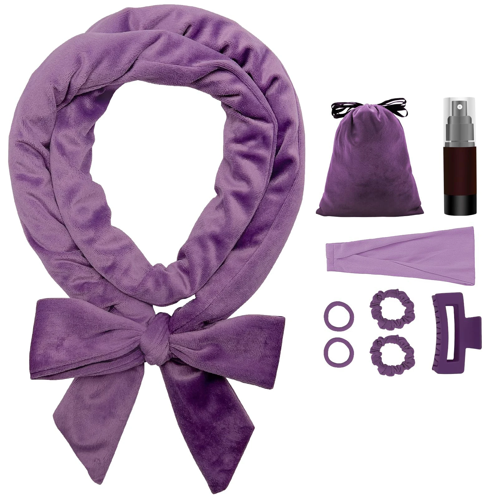 Black Velour Lazy Hair Curls Roller Wrap Non Heat Overnight Hair Curler Headband No Heat Curling Rod Headband