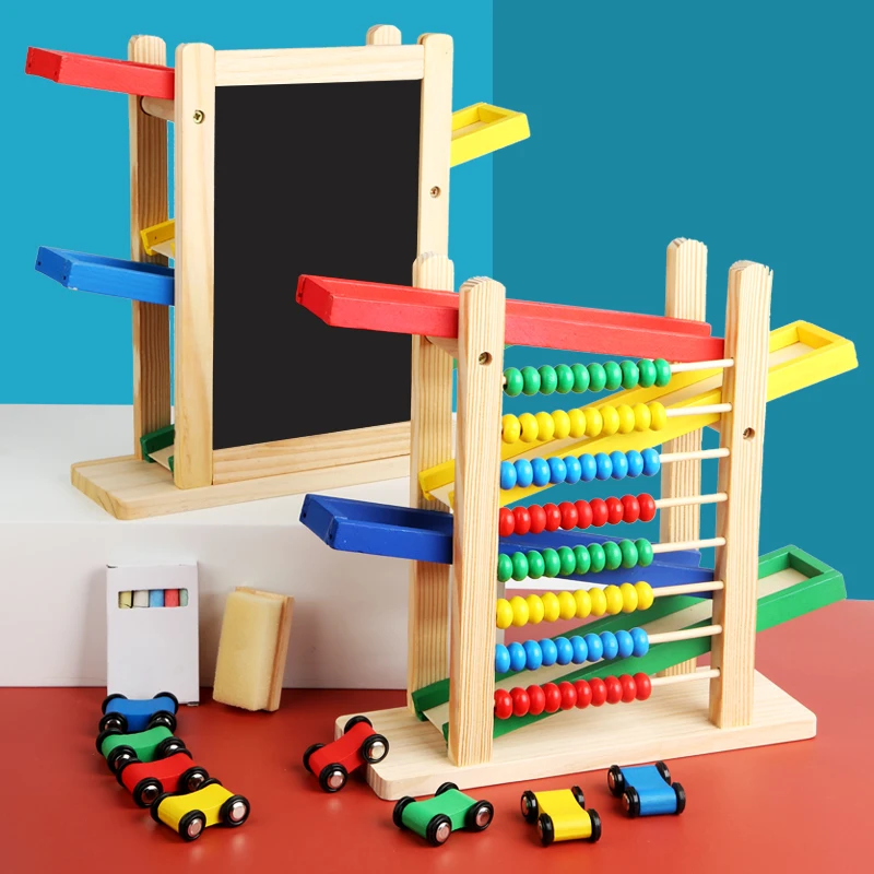 Erasable Drawing Board Kids Multifunctional Magnetic Drawing Board With Wood Abacus Beads And Number Recognition Wood Blocks