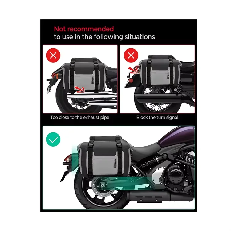 Detachable 50L Tarpaulin Soft Waterproof Pannier Bag For Motorcycle Motorbike Side Bags