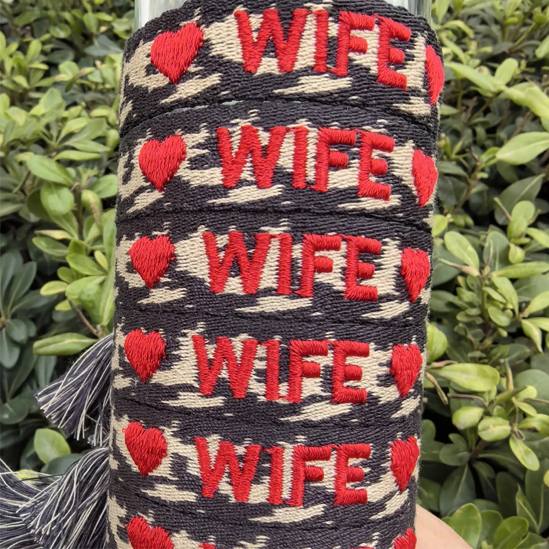 WIFE WIFEY Bride Tribe Team Wedding Supplies Wedding Heart Embroidery Logo textile Letters Charm Woven Fabric Bracelet