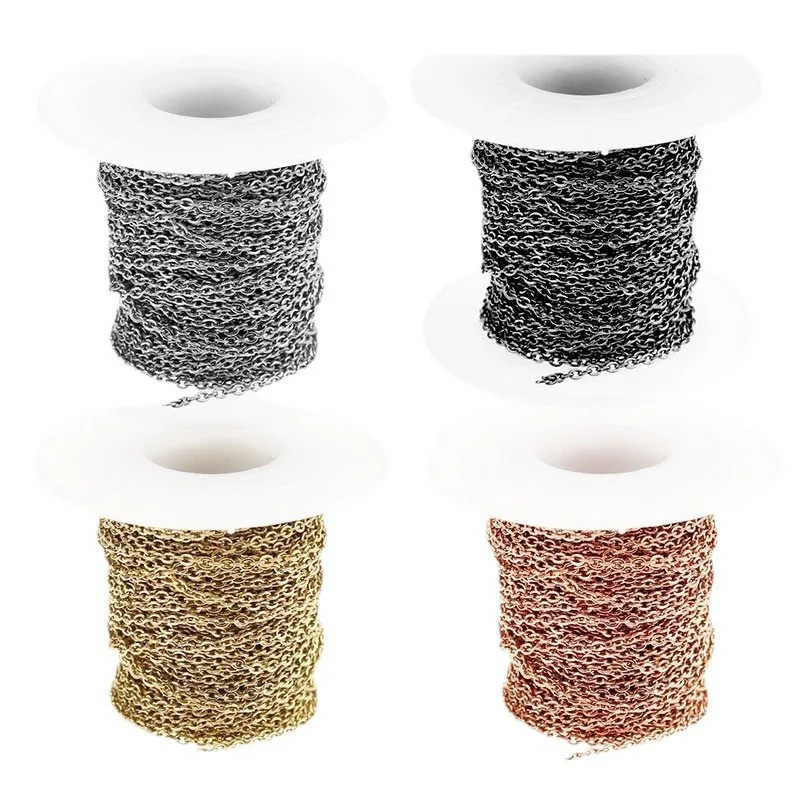 Stainless Steel Cable Rose Gold Chain O Chain For Diy Bracelet Jewelry Making Supplies Necklace Accessory Wholesale