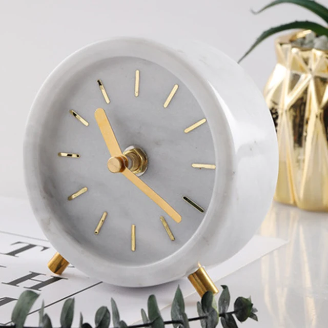 New Simple Nordic Style Clock Marble Desk & Table Digital Alarm Clock Home Decor