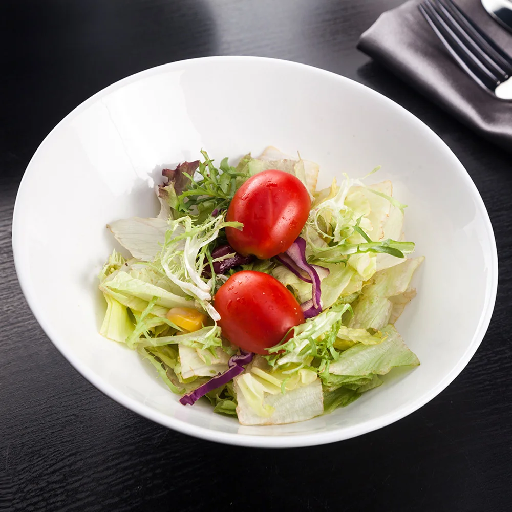 Wholesale Custom Decor New Design Simple Household Yogurt Shaped Slanted Boat Shape White Pasta Ceramic Fruit Salad Bowl