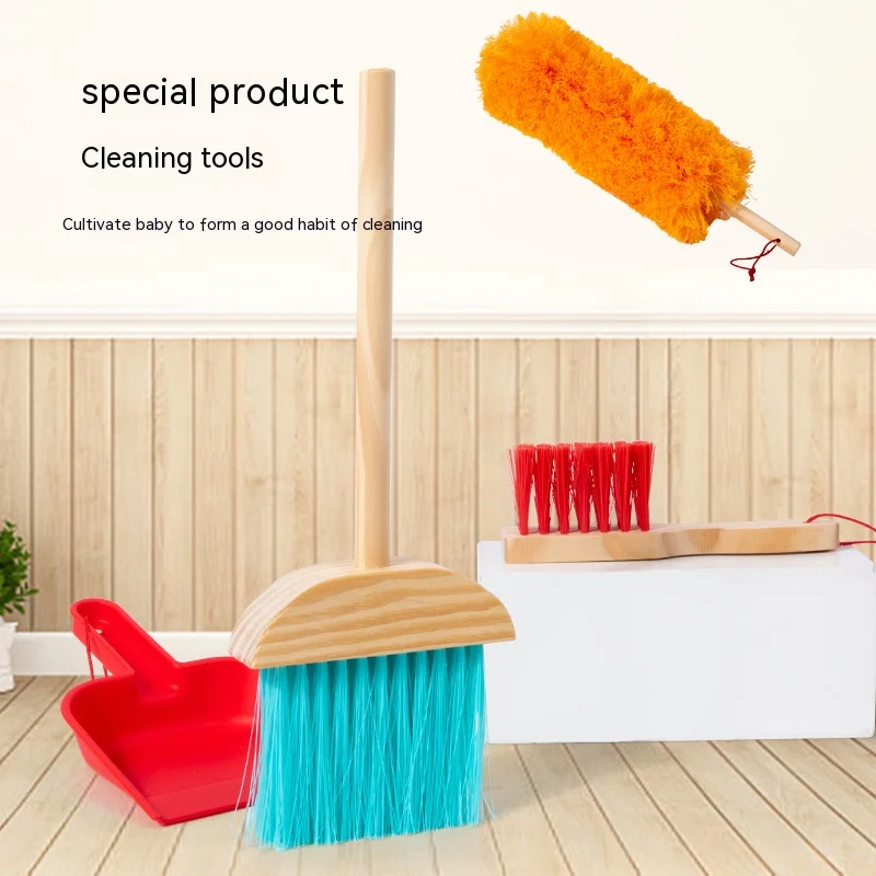 Montessori 6 Pieces Wooden Role Play Children Cleaning Sets Educational Learning Enlightenment Kitchen Toys For Kids Boys Girls