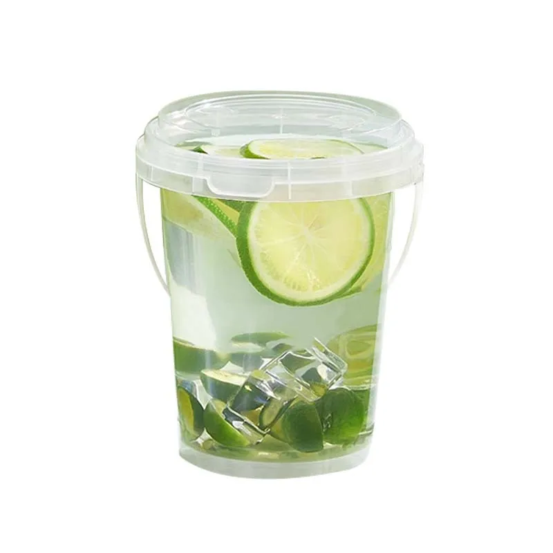 Cheap Price Custom Logo Disposable Plastic PP Hard Fruit Bucket Food Grade Bubble Tea Buckets cups With Lids
