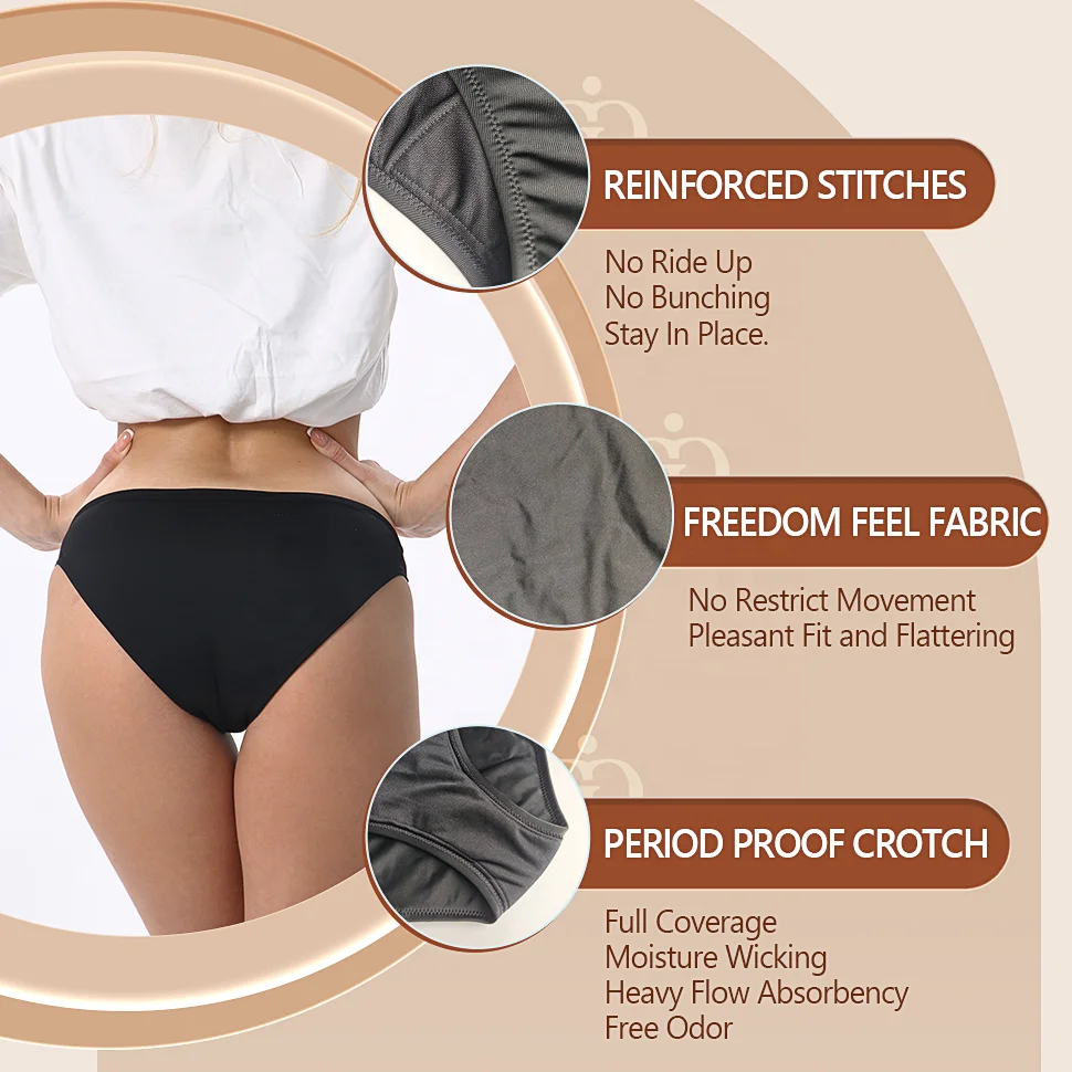 4 Layers Period Panty Low Rise NO PFAS Leakproof Bathing Brief Swimming Bottom Swimwear Menstrual Period Panties Underwear