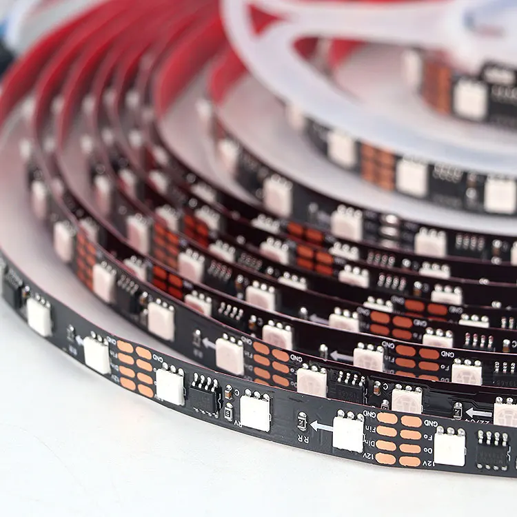 5V 24V телевизионная фоновая лента лампа 60 светодиодов/M WS2811 SMD 5050 Dream Color RGB Digital 12V светодиодные умные гибкие черные полосы