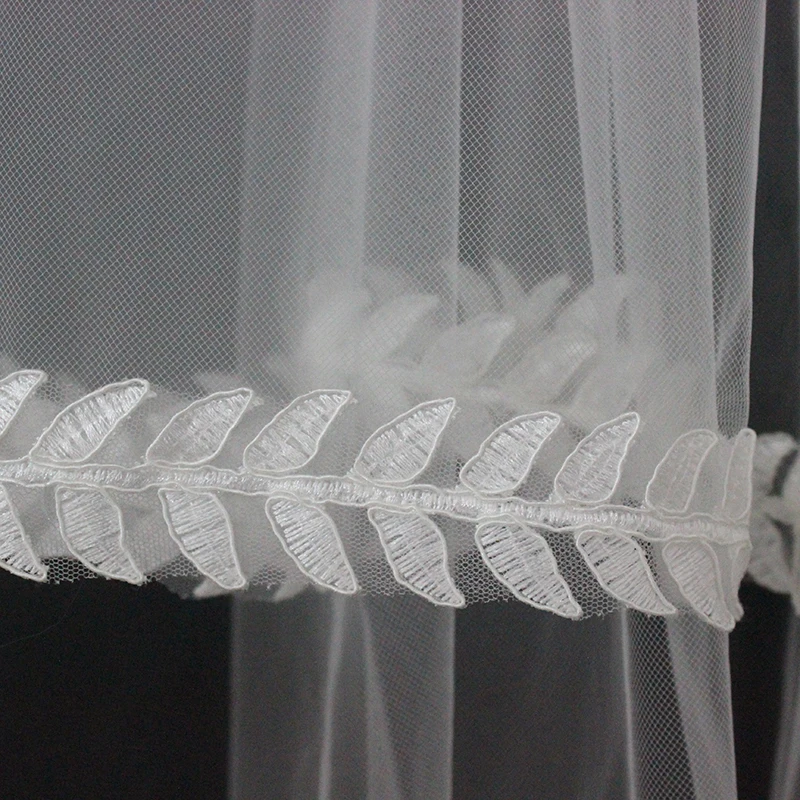 V1415W1-1  Elbow Length Lace Wedding Veils Bridal 2 Layers Bridal Veil