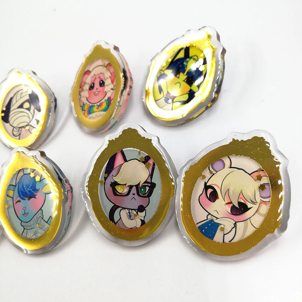 Acrylic Custom Epoxy Gold Foil Hot Stamping Plastic Transparent Pin