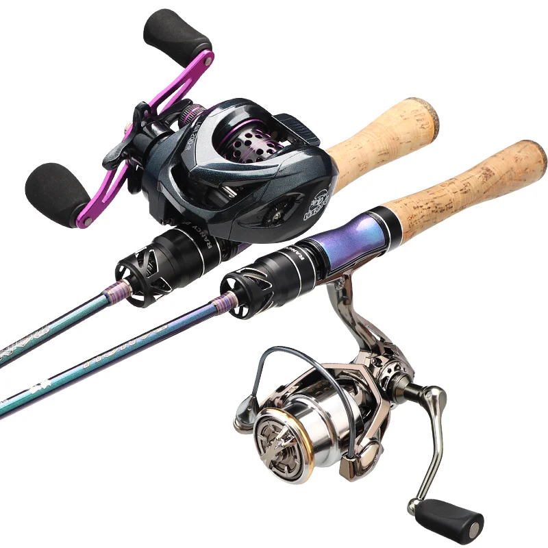 New Design Fishing Rod and Reel Combo Carbon Fiber Telescopic Pole with Spinning Baitcasting Reel Kits Bass Fishing Tackle Set