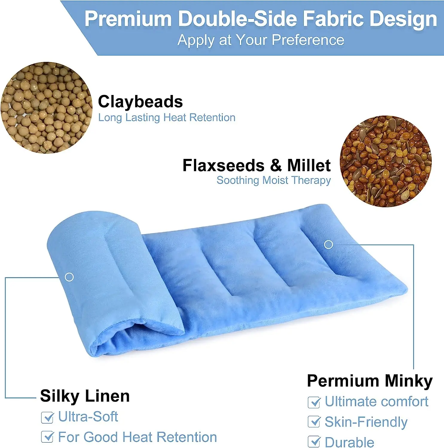 Customized Clay Beads Heat Pack For Pain Relief Microwave Heating Pad