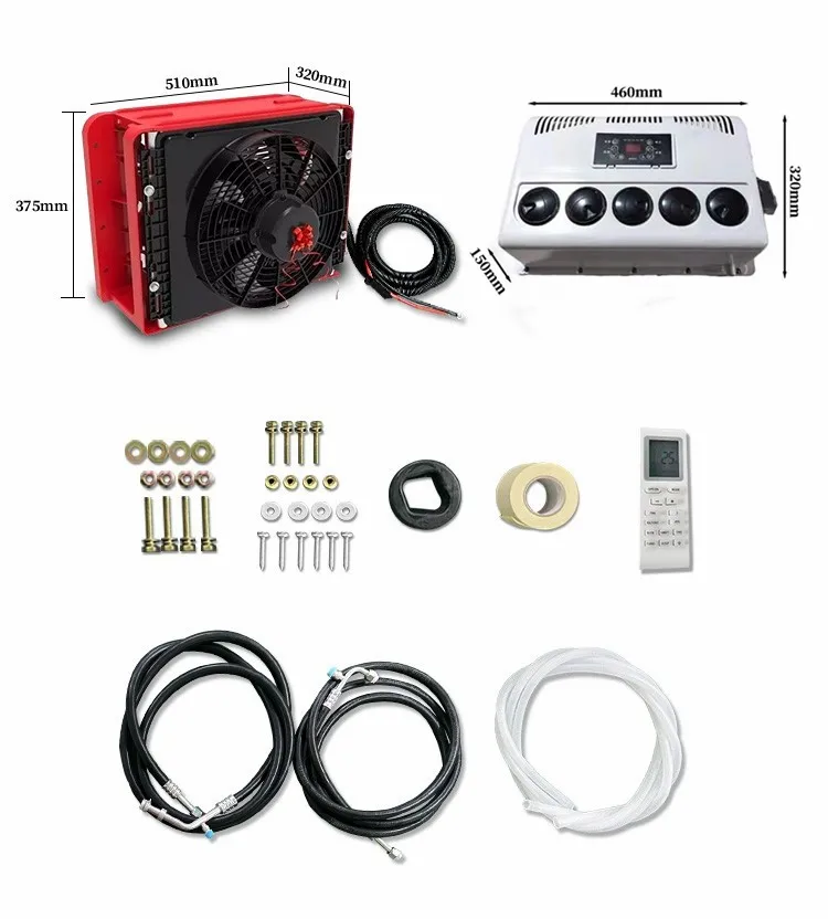 12v 24v Underdash Ac Cooling Heating Universal Under Dash Evaporator Unit Car 24 Volt Truck Air Conditioner DC24V/ 12V Optional