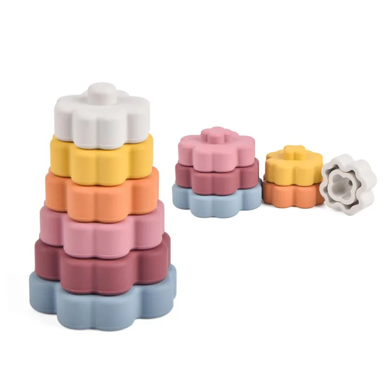 Stacking Nesting Circle Toy Soft Building Rings Stacker Teethers Squeeze  Early Educational Learning Stacking Toys For Baby