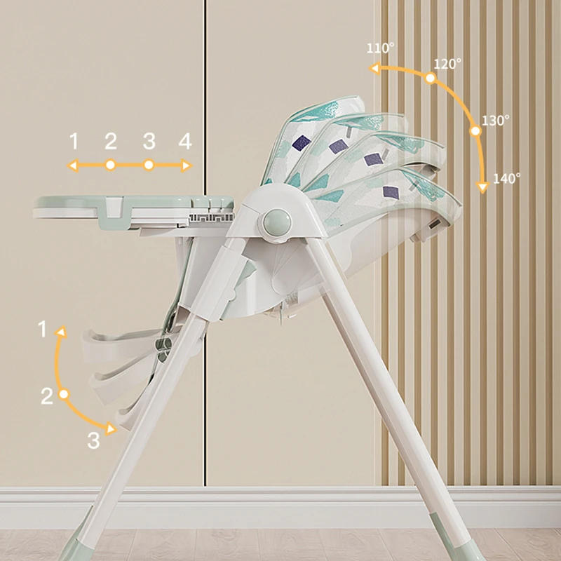 Multifunction plastic portable foldable toddler baby feeding high chair