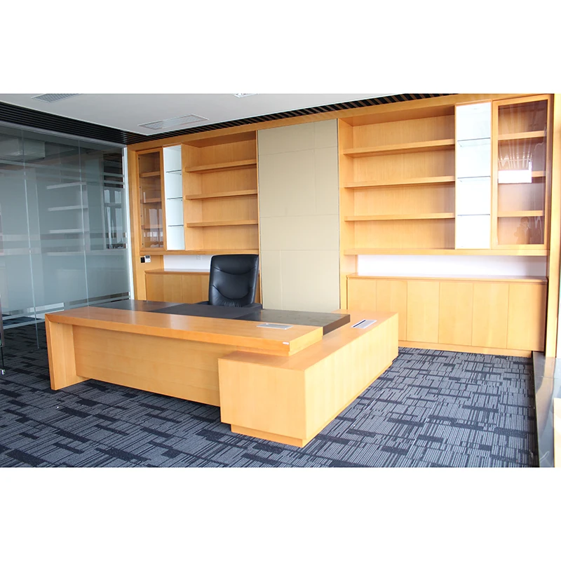 Роскошная Современная коммерческая мебель твердый деревянный стол для менеджера L-образный боковой шкаф директорский офисный