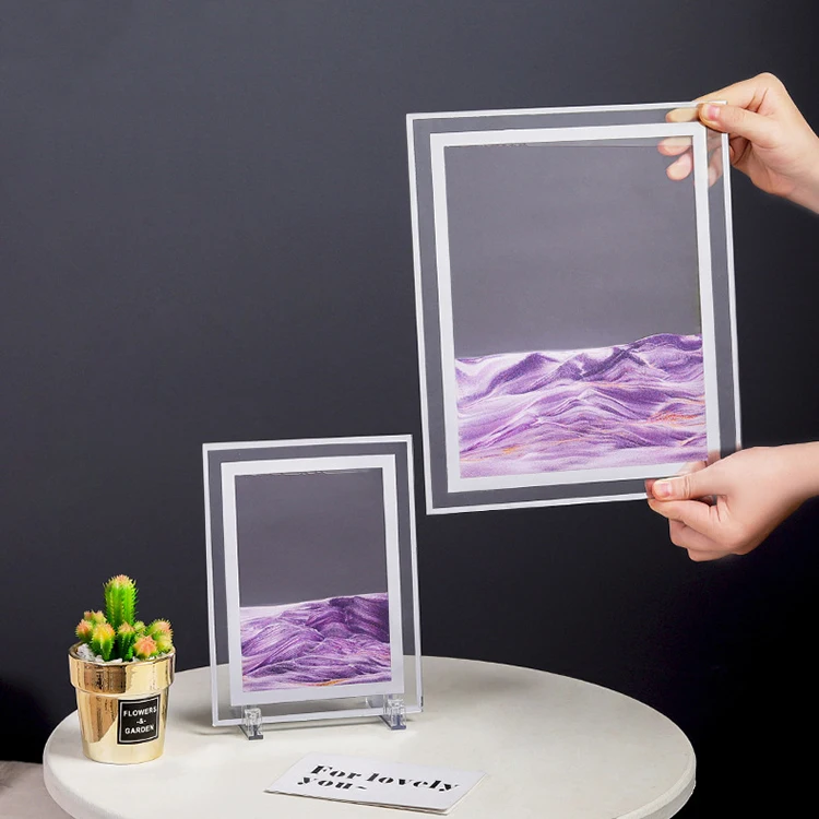 Customized Creative Gift Desktop Art Toys 3d Landscape Hourglass Glass Crafts Quicksand Painting