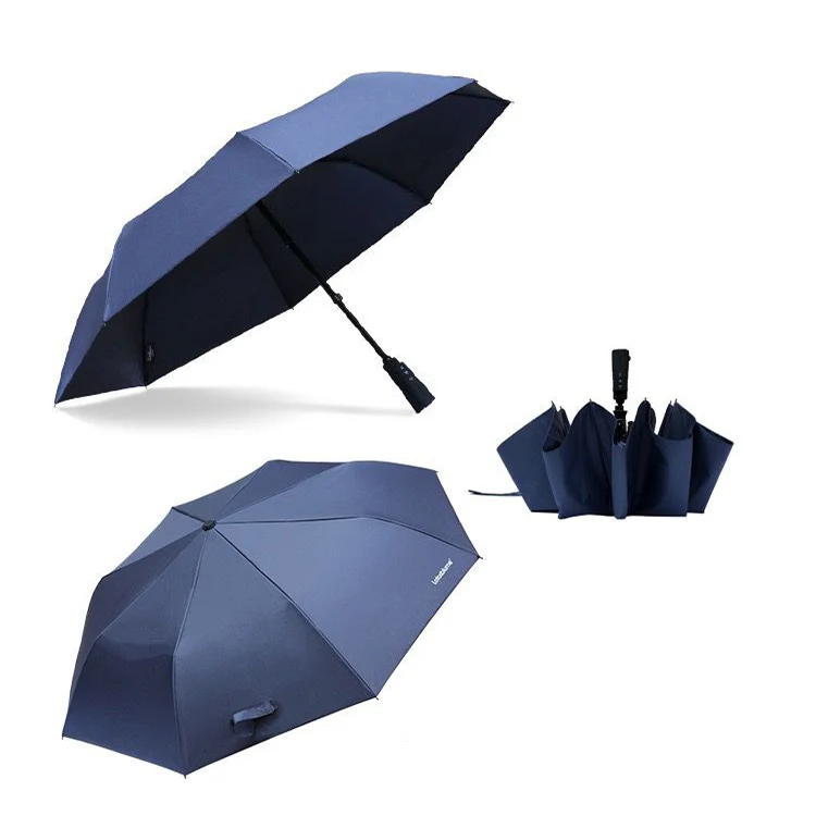 Customized Pattern Black UV Coated Customized Color Logo Rain Umbrella Easy To Carry 3 Folding Umbrella With LOGO