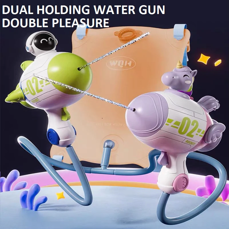 New Electric Toys Double Water Gun Electric Backpack Water Gun USB Spaceman Backpack Summer Water Gun Toy For Kids Children Toys