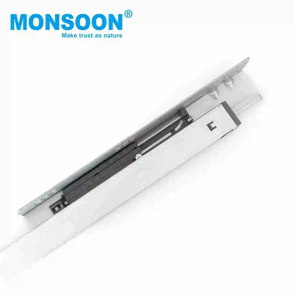 heavy telescopic channel drawers guides soft close bottom mounted 3 fold push open concealed drawer slide with handles