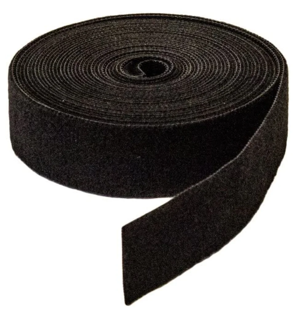 Reusable Fastening Tape Cable Ties 3/4 Inch Double Side Hook Roll (25 Meters, Black)