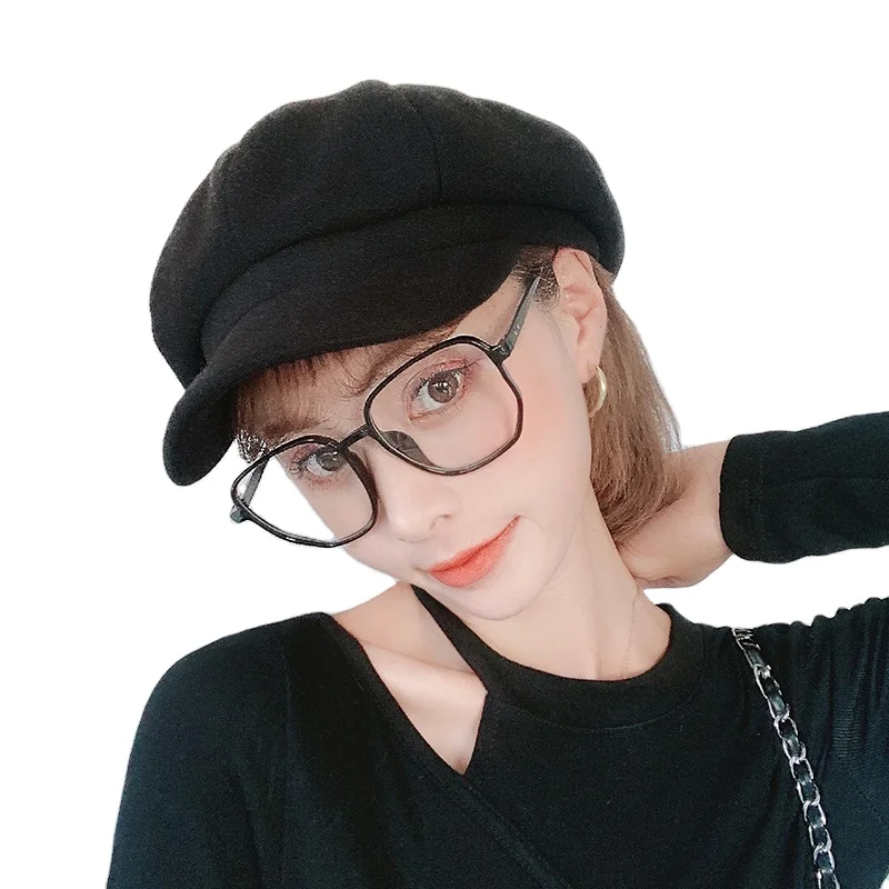wholesale pure wool octagonal hat winter versatile British painter hat fashion Beret hat
