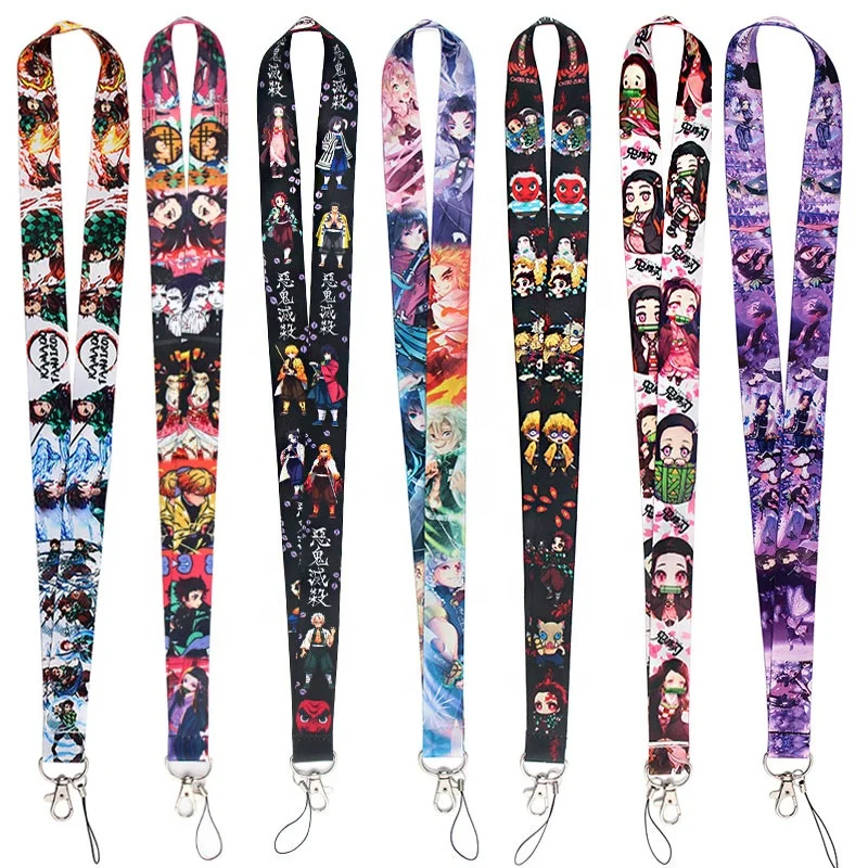 Demon Slayer Premium Design Neck Lanyard Anime Printed Pattern Strap Fashion ID Card Key Phone Keychain Lanyards for Fans