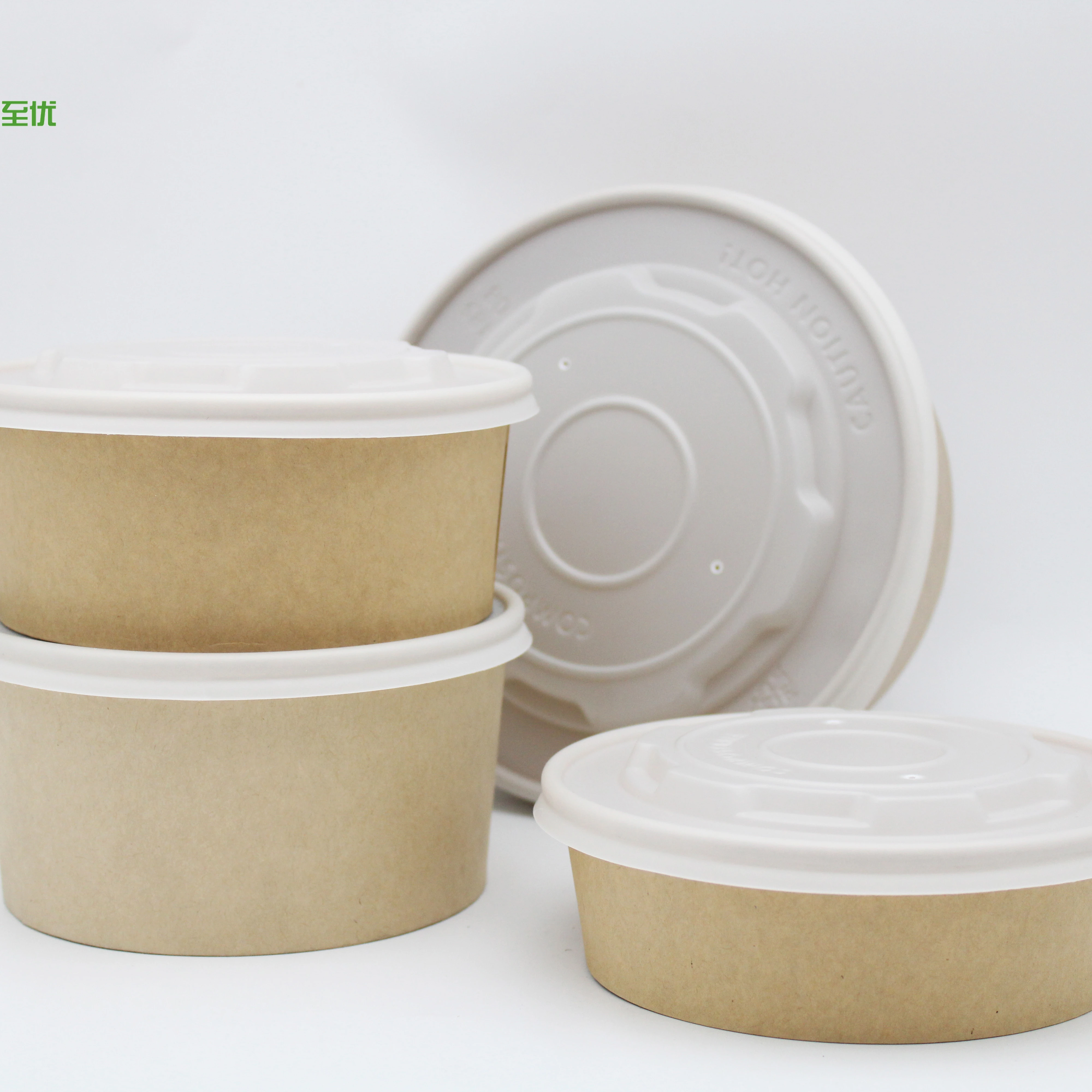 Gobest customized disposable kraft bamboo white flexo printing  pla bio degradable paper packaging  38oz takeaway  paper bowls