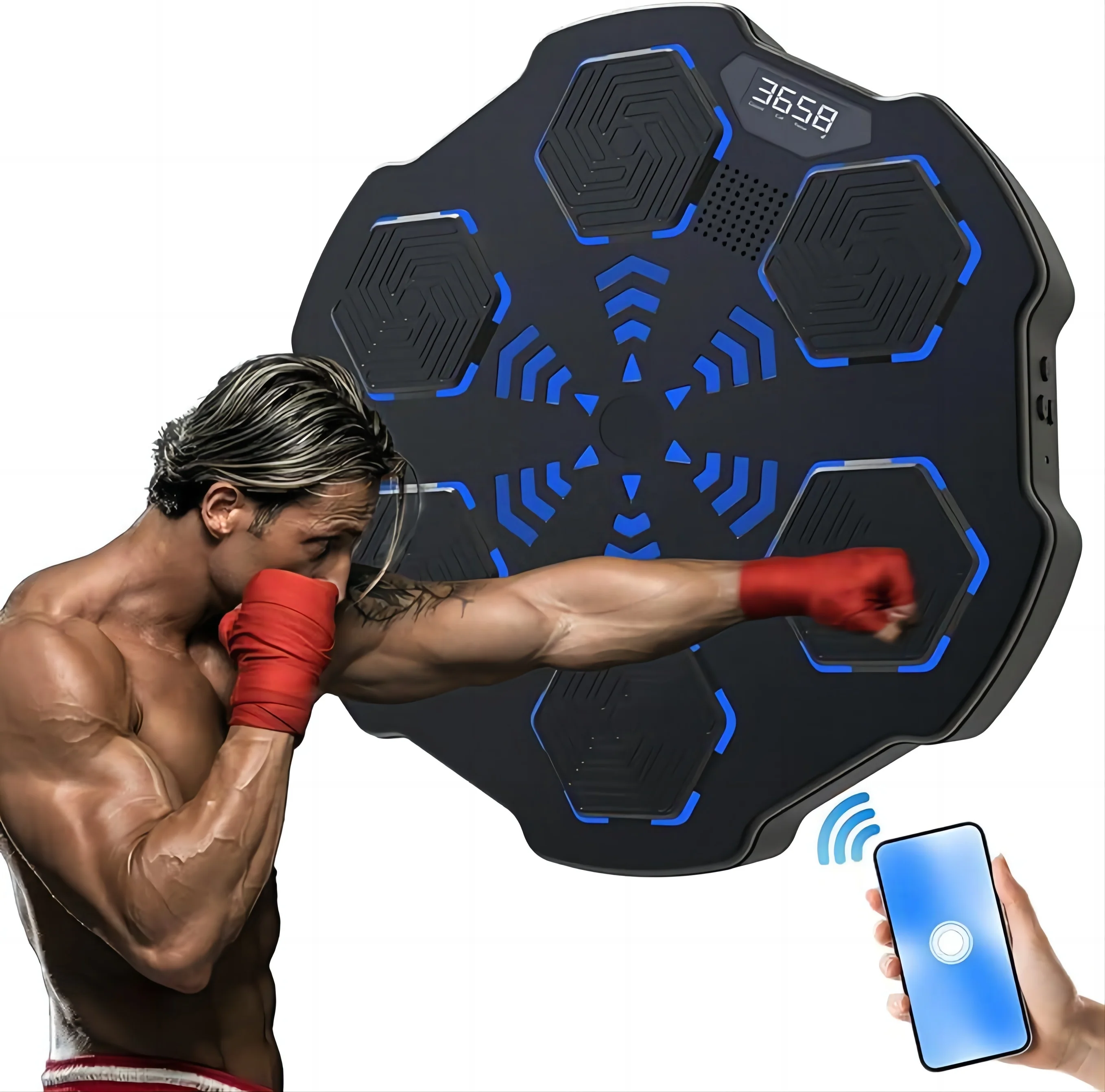 Music Boxing Machine with Gloves Wall Mounted Smart Bluetooth Music Boxing Trainer Electronic Boxing Target